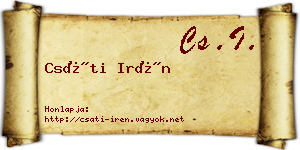 Csáti Irén névjegykártya
