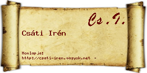 Csáti Irén névjegykártya
